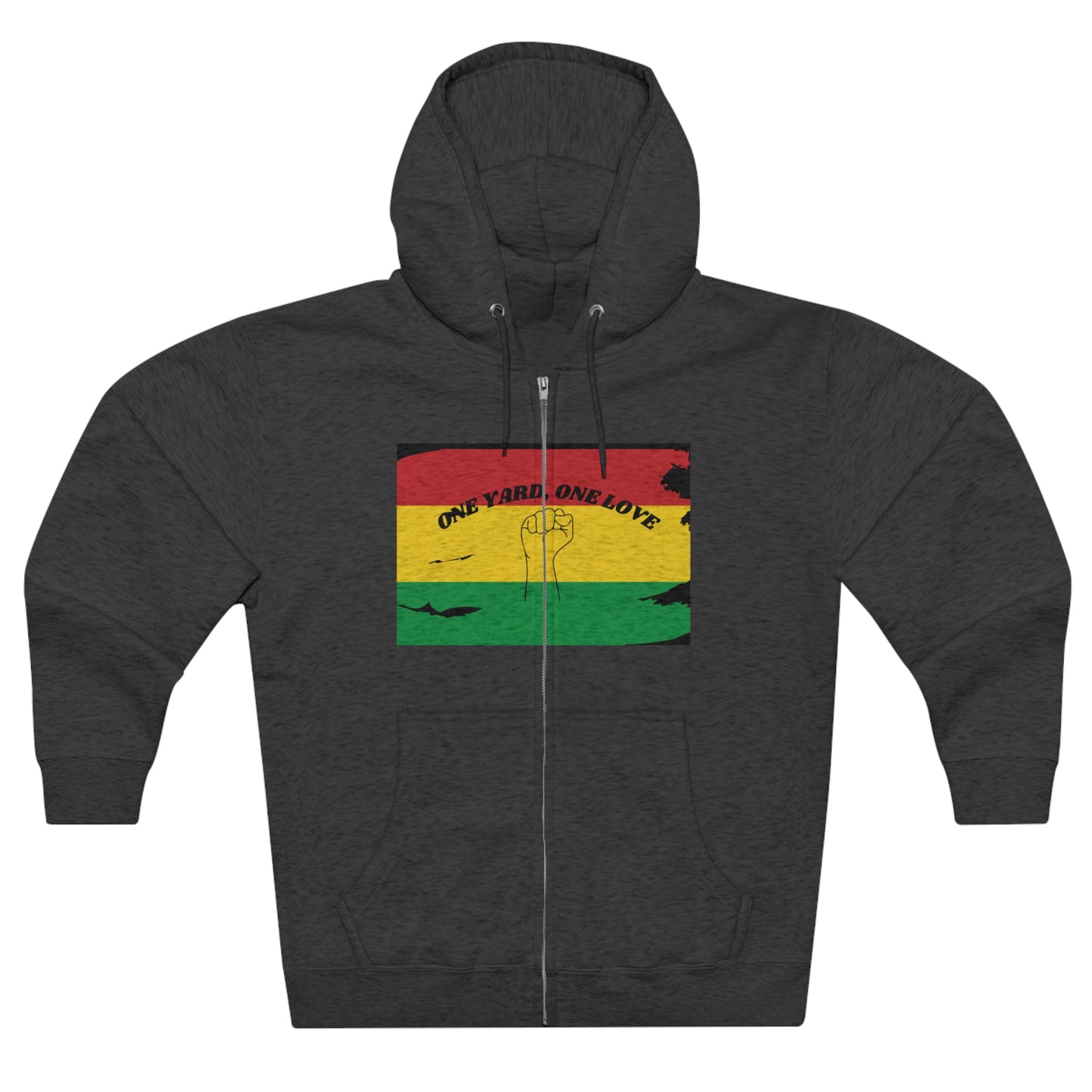 ONE YARD ONE LOVE BLACK CULTURE THEME ZIP FRONT HOODIE