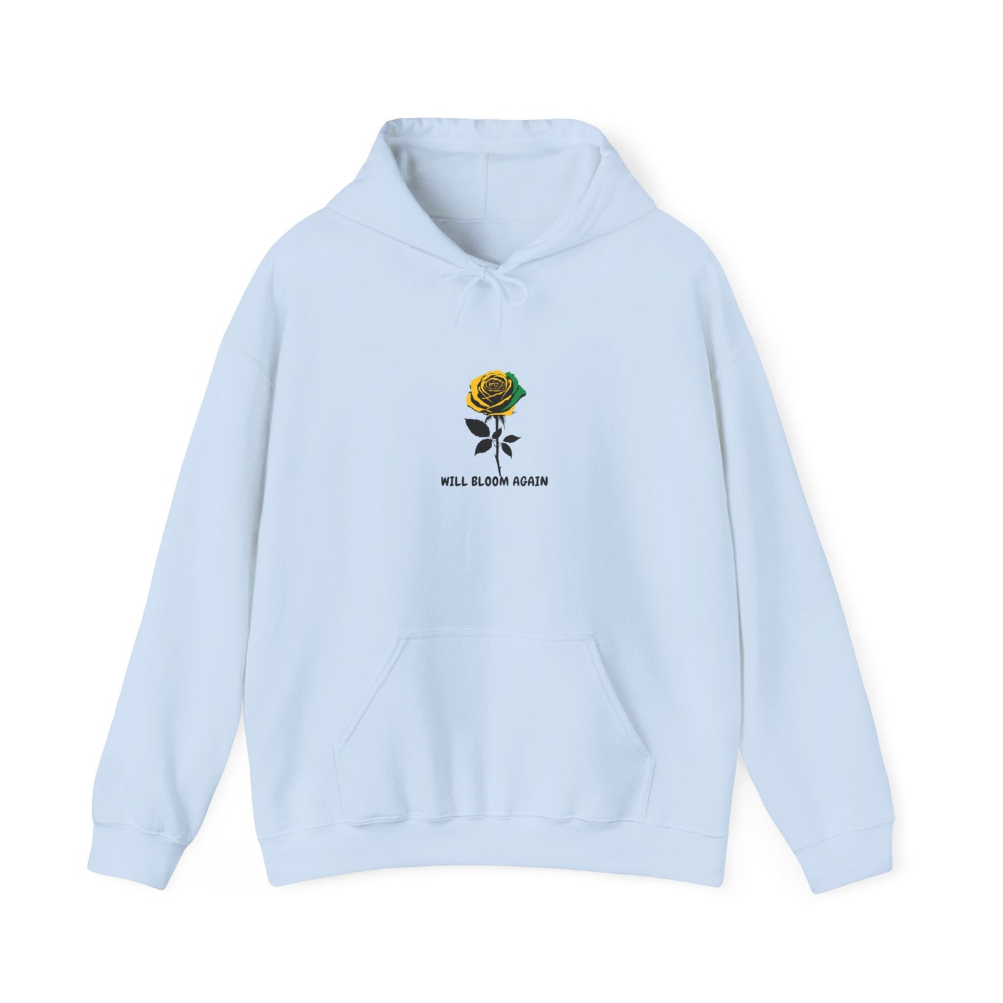 Will Bloom Again Jamaican Color  Rose Hoodie — Inspirational Floral Comfort Pullover