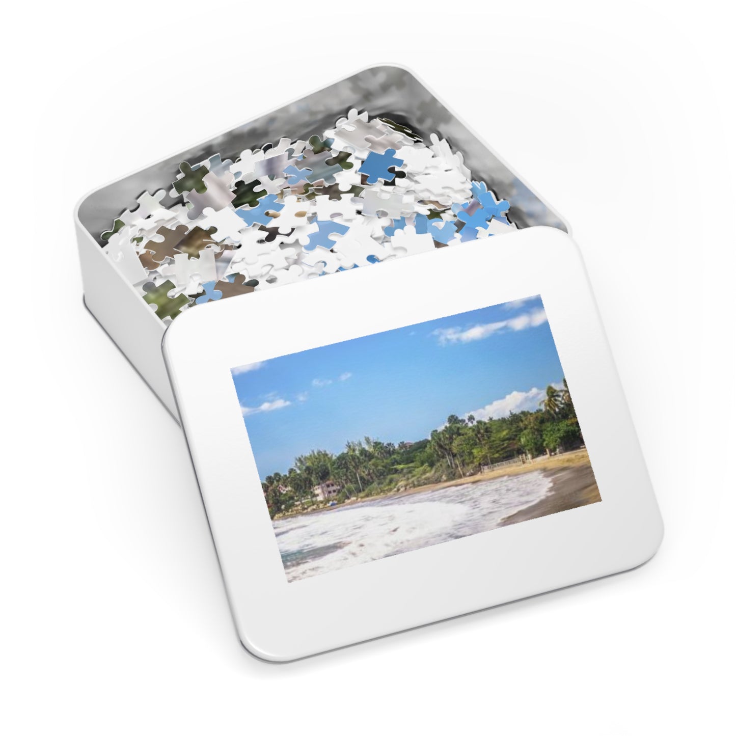 Negril Beach Jigsaw Puzzle with Tin
