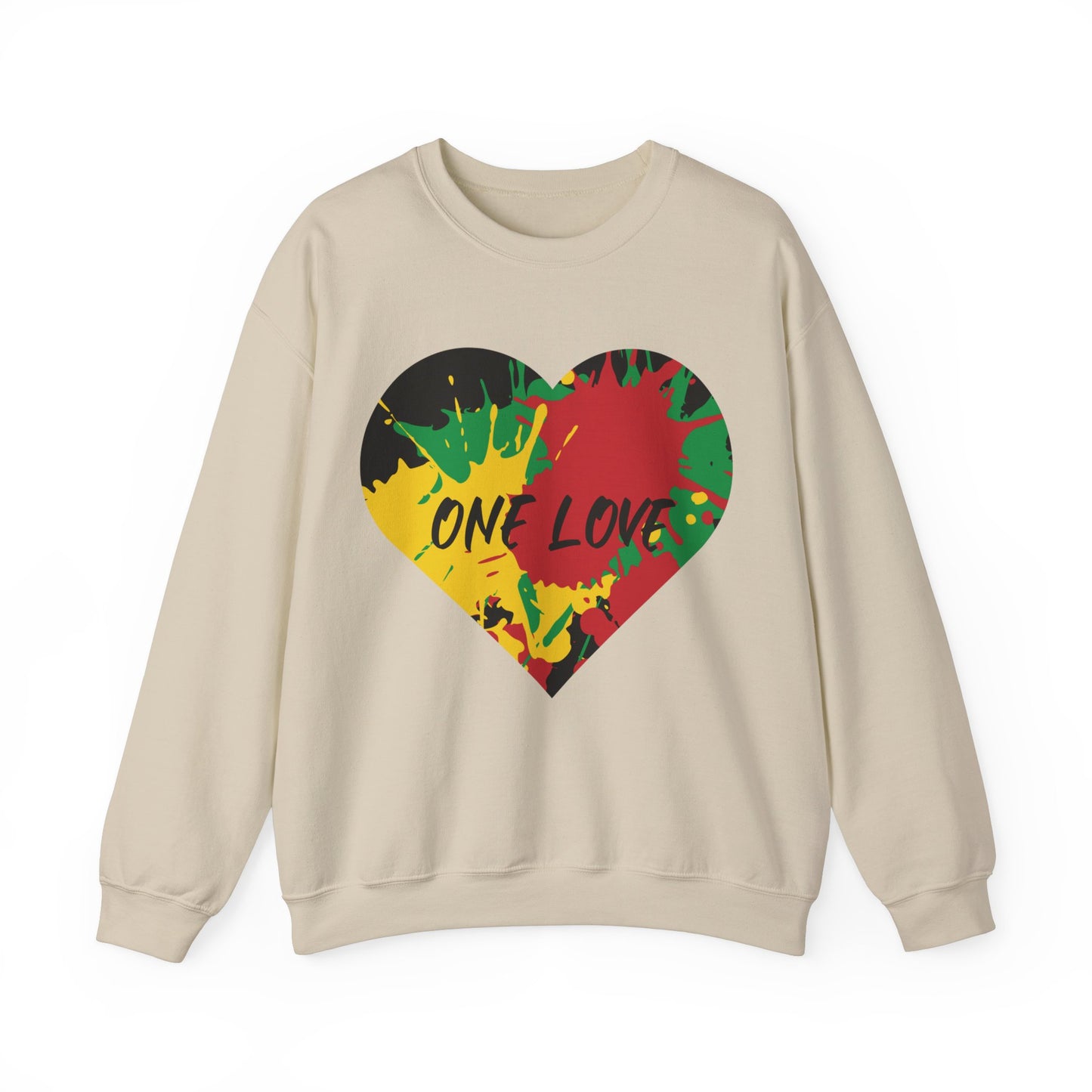 ONE LOVE SPLASH  ROOTS COLOR HEART DESIGN SWEATSHIRT GIFT