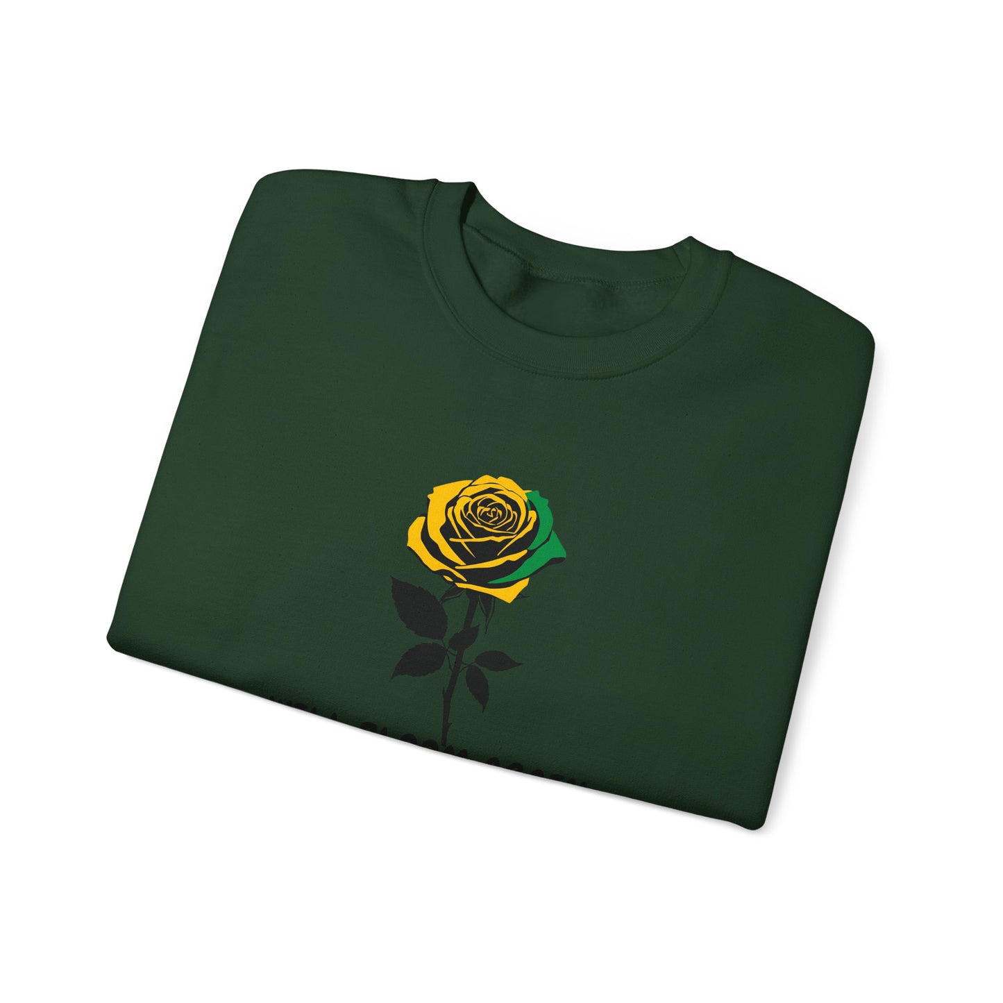 Jamaican Vibe Crewneck Sweatshirt — "Will Bloom Again" Rose Inspirational Pullover
