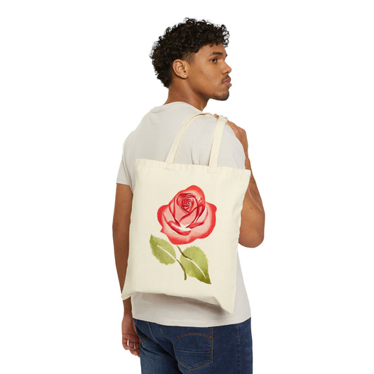 BEAUTIFUL WATER COLOR ROSE DESIGN TOTE BAG GIFT