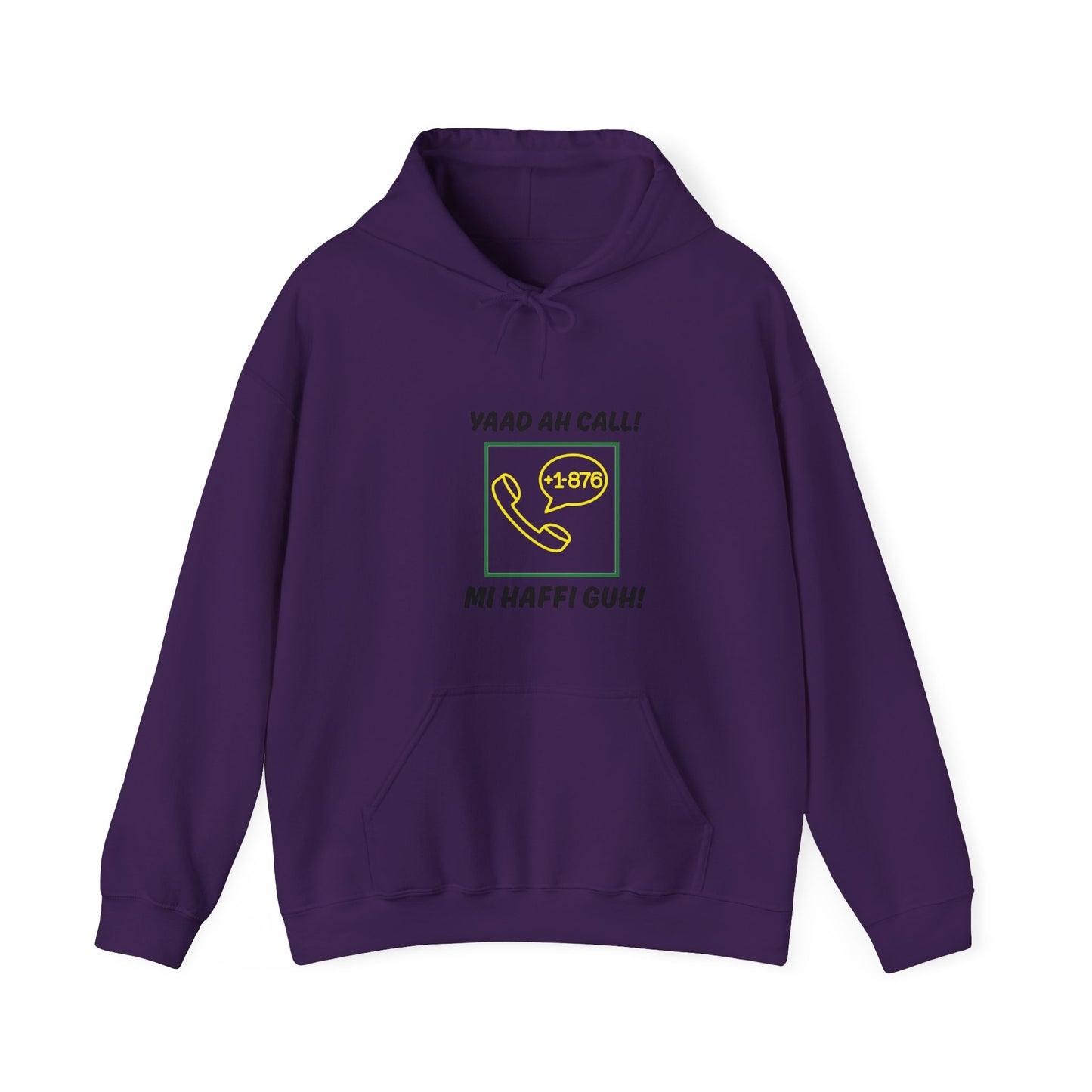 Jamaican  Area Code Hoodie – “Yaad Ah Call! Mi Haffi Guh!” Graphic Pullover