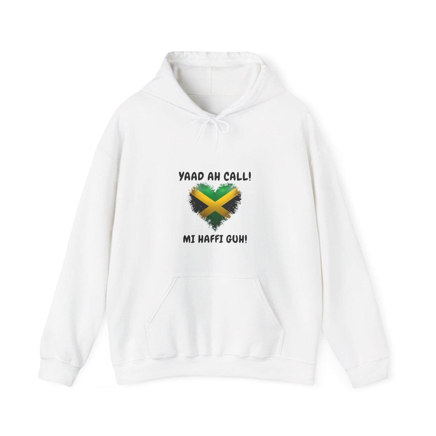 Yaad Ah Call! Mi Haffi Guh! Jamaican Heart Flag Pullover Hoodie