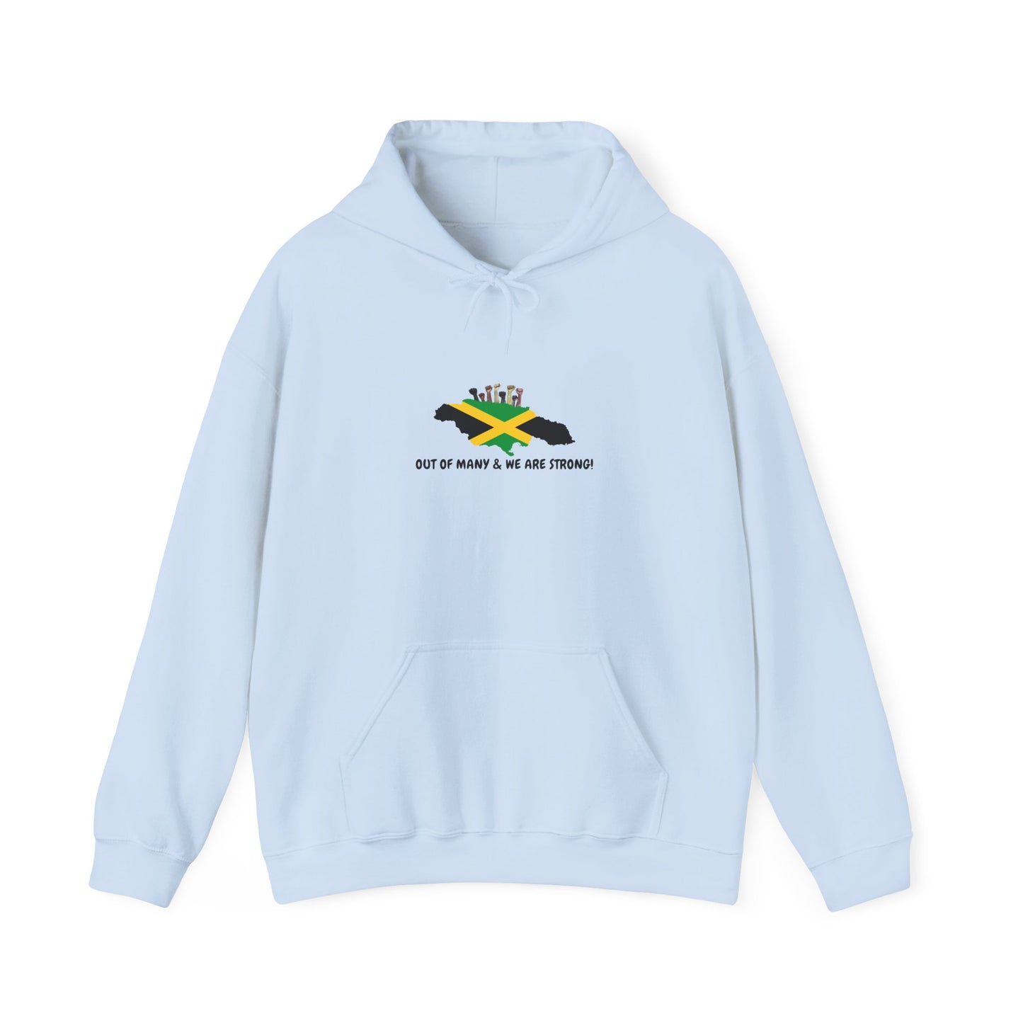 Jamaica Flag Hoodie — "Out of Many, We Are Strong" Unisex Hoodie