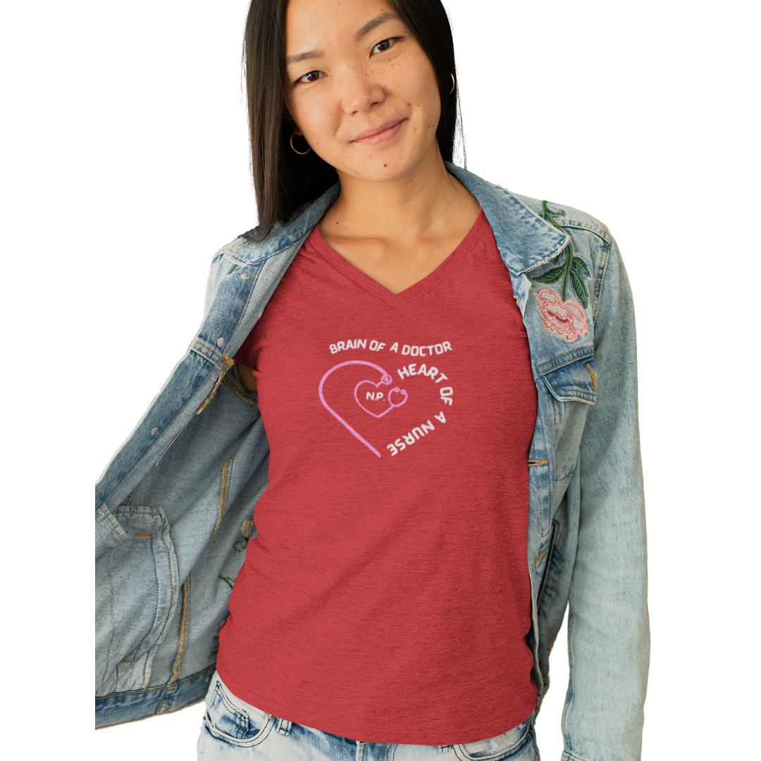 HEART OF A NURSE CUTE V NECK TEE SHIRT GIFT FOR NURSE PRACTITIONER