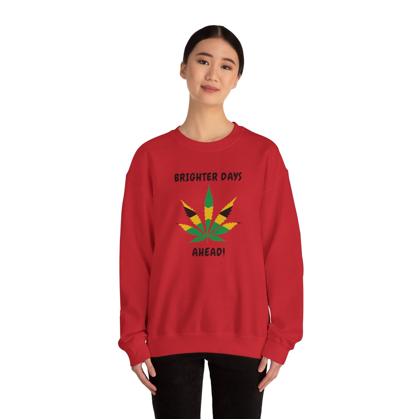Brighter Days Ahead Jamaica Herbal Leaf Graphic Crewneck Sweatshirt