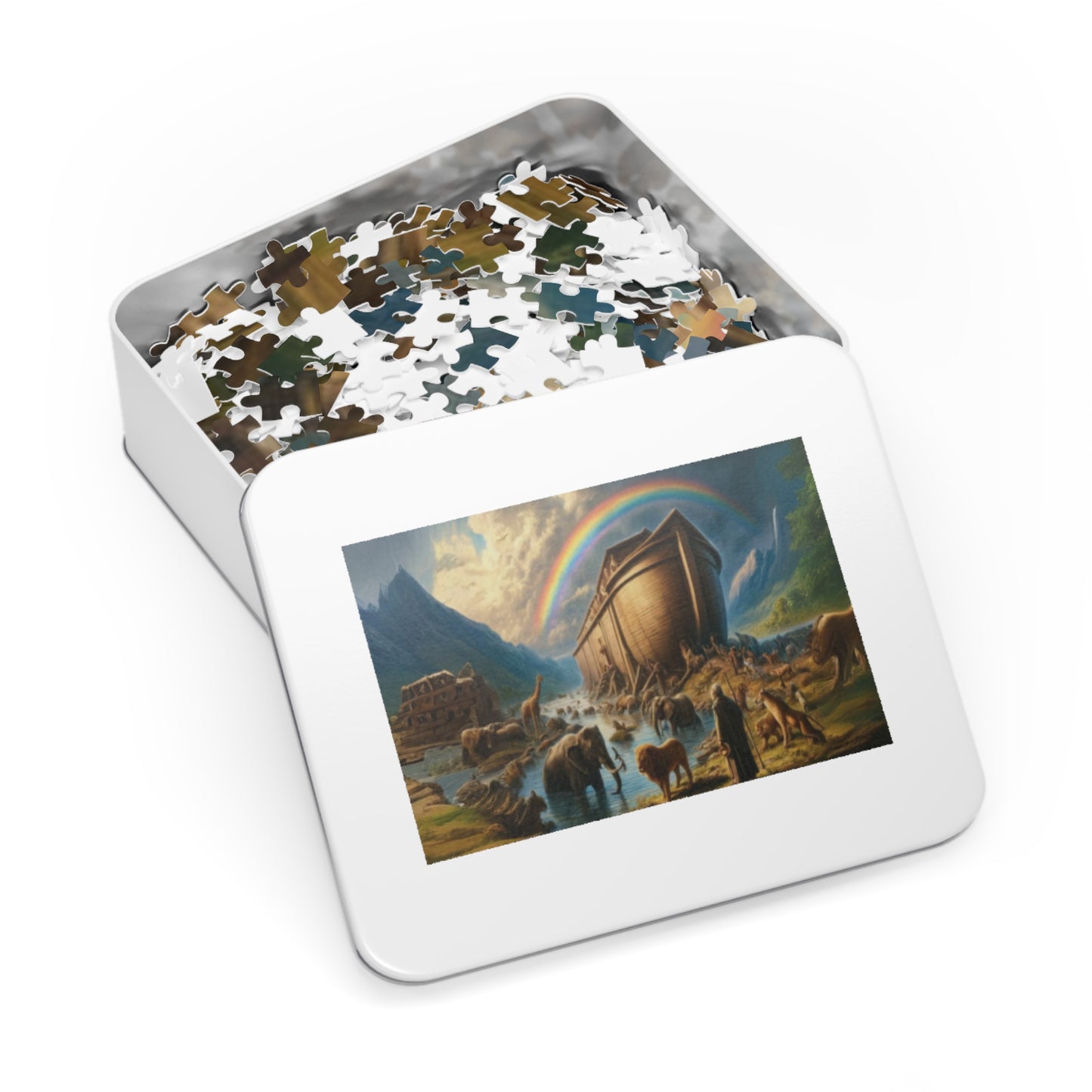 Noah's Ark Jigsaw Puzzle with Tin