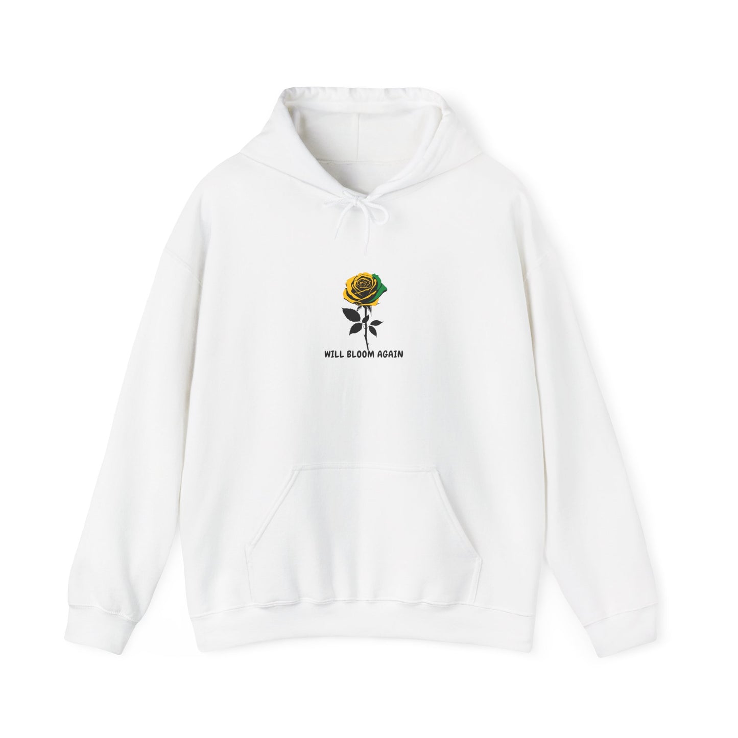 Will Bloom Again Jamaican Color  Rose Hoodie — Inspirational Floral Comfort Pullover