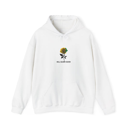 Will Bloom Again Jamaican Color  Rose Hoodie — Inspirational Floral Comfort Pullover