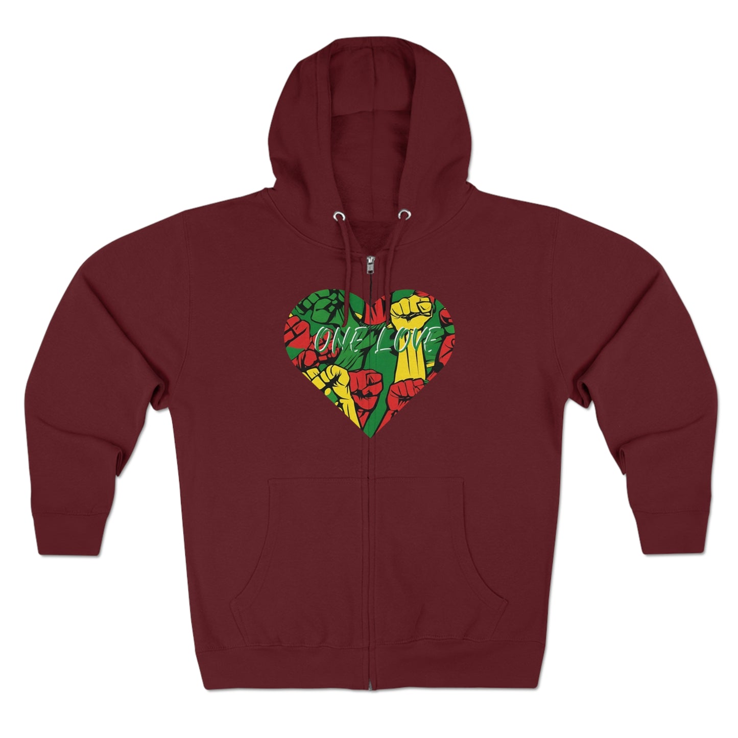 ONE LOVE HEART ZIP UP HOODIE GIFT