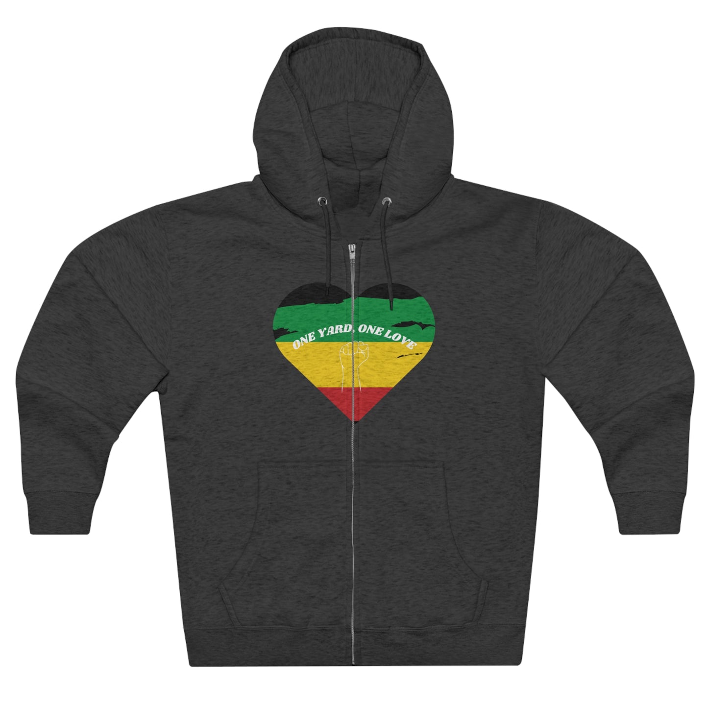 ONE YARD ONE LOVE ZIP FRONT HOODIE