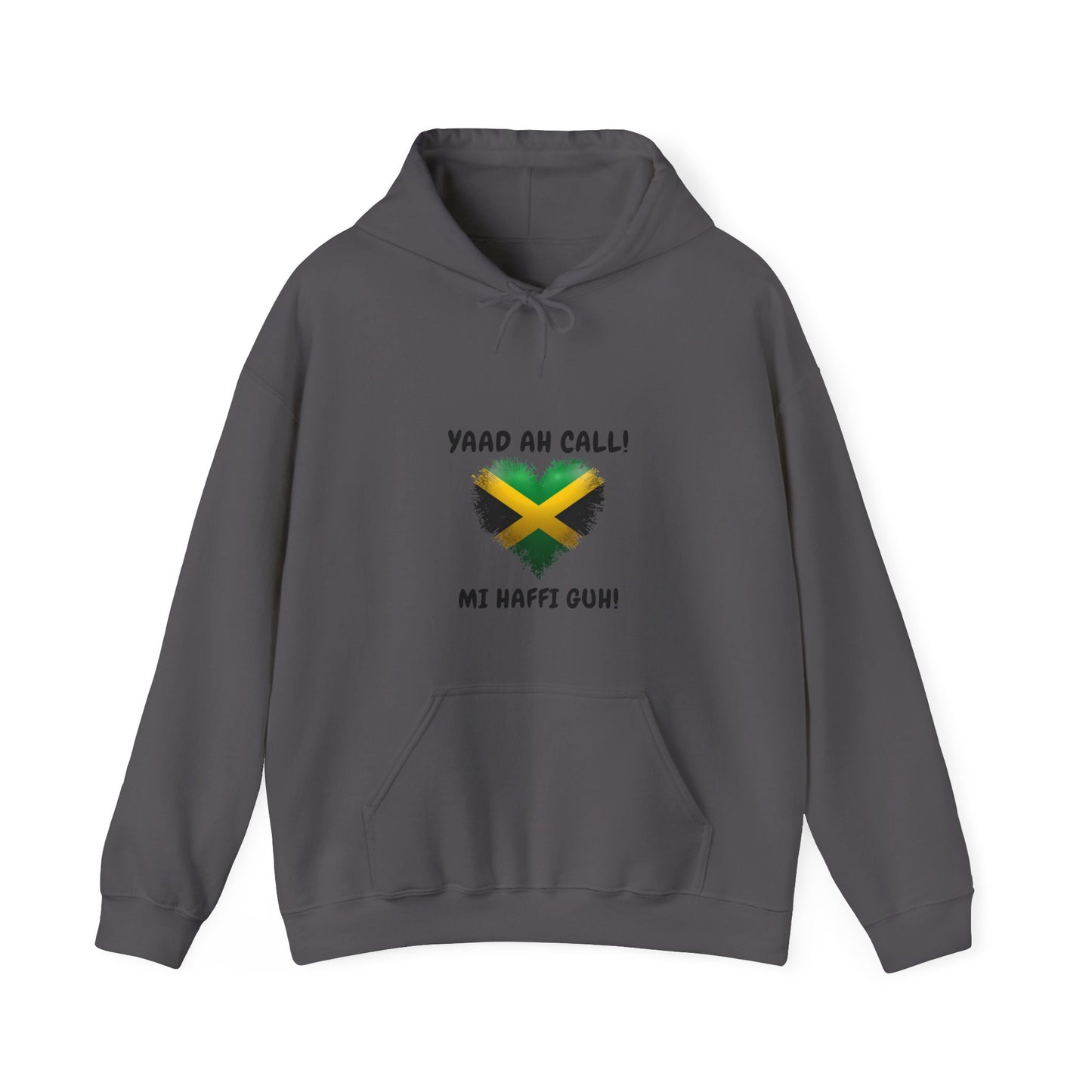 Yaad Ah Call! Mi Haffi Guh! Jamaican Heart Flag Pullover Hoodie