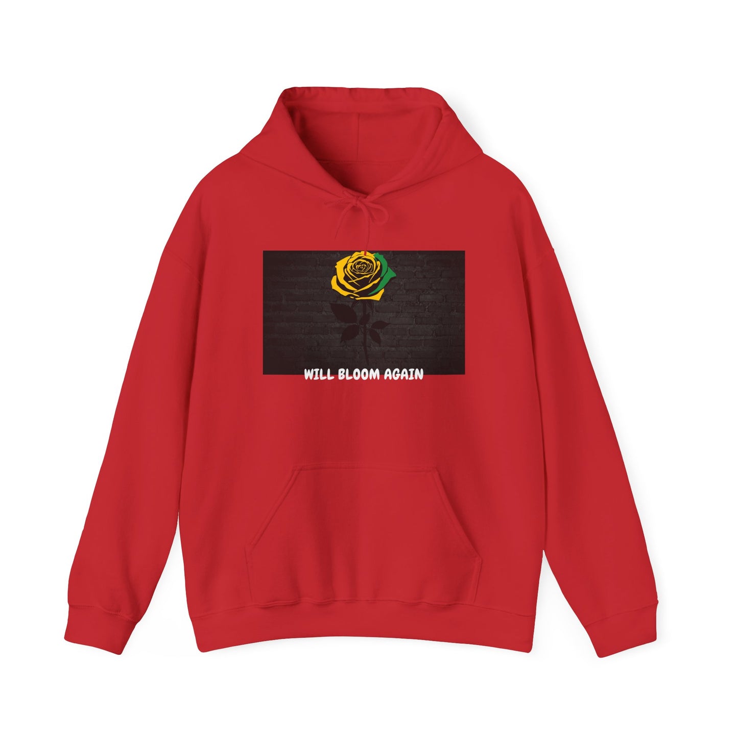 Will Bloom Again Symbol of Resilience Graphic Rose Hooded Sweatshirt