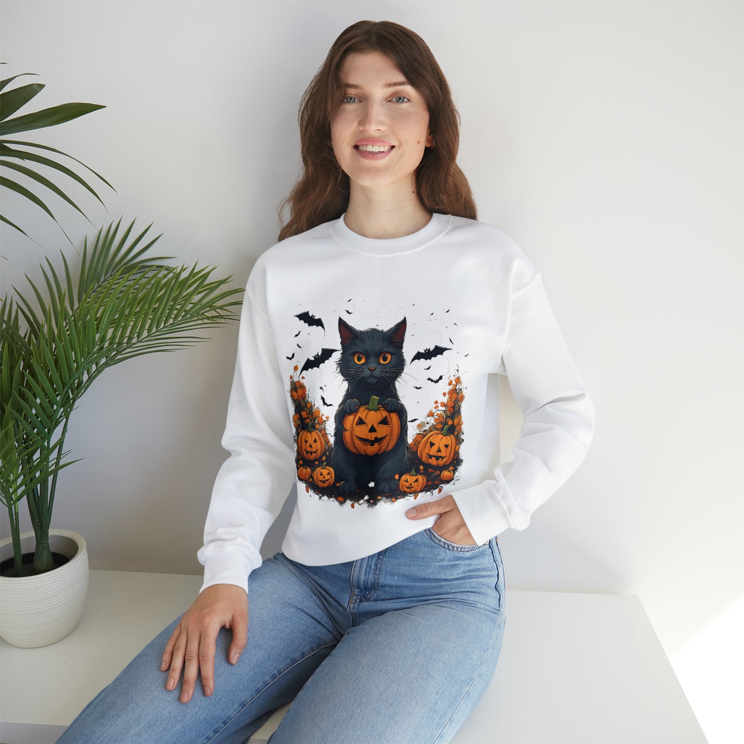 BLACK CAT HALLOWEEN SWEATSHIRT GIFT