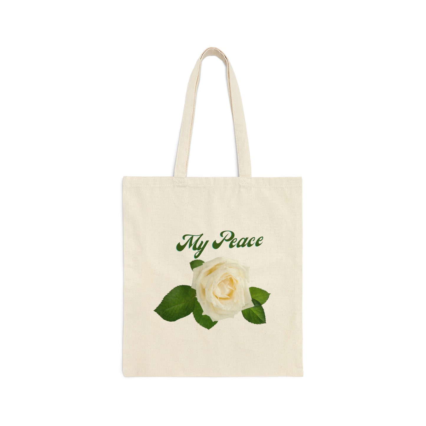 White Rose Design Cotton Canvas Statement Tote Bag