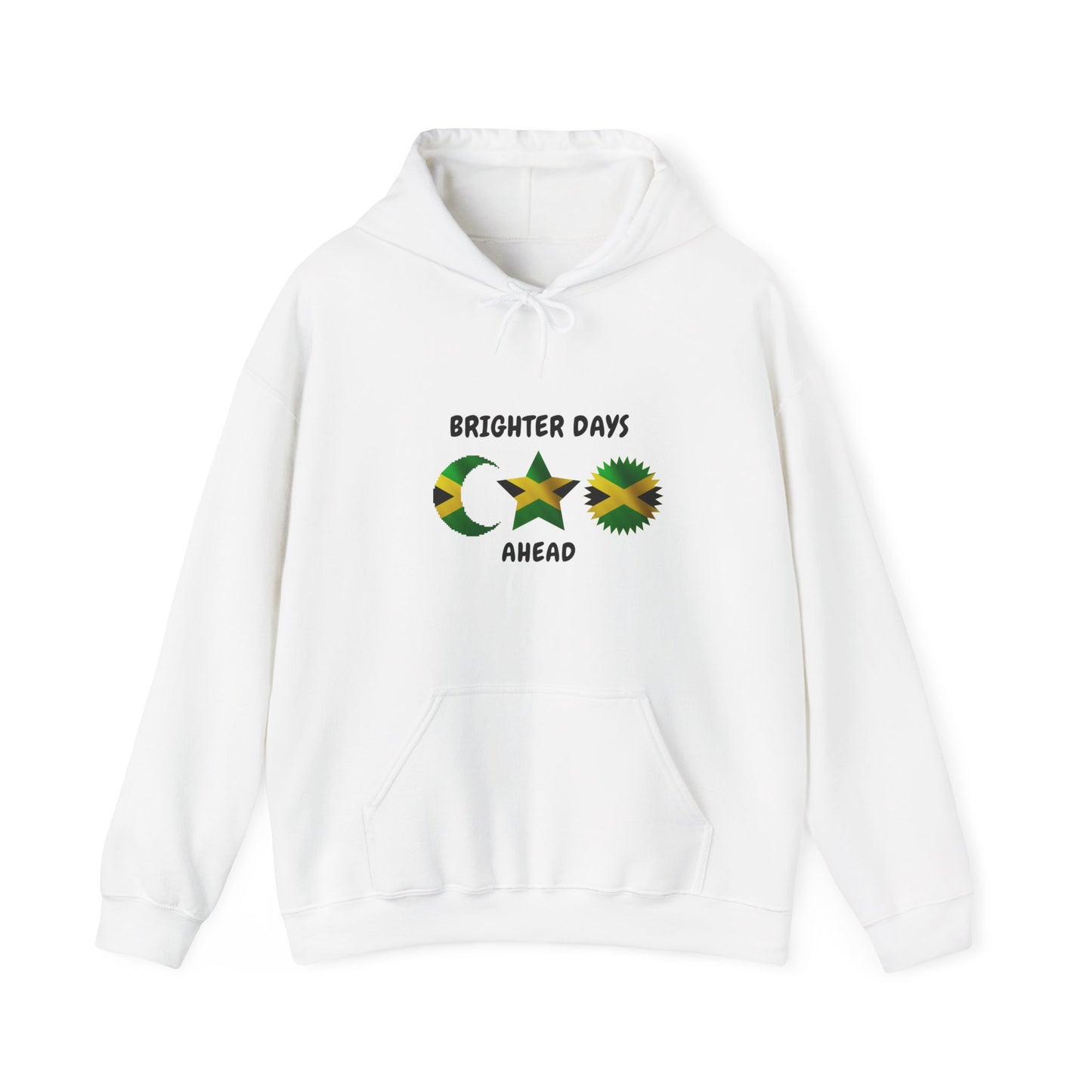 Brighter Days Ahead Hoodie — Jamaican Flag Sun Moon Star Design