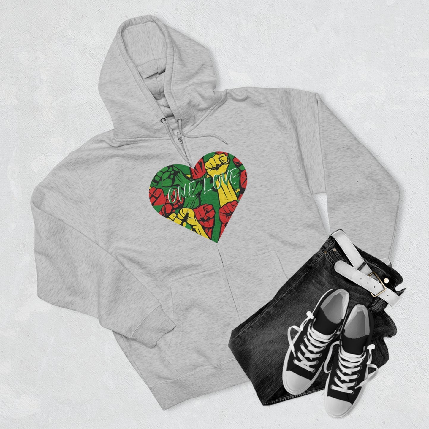 ONE LOVE HEART ZIP UP HOODIE GIFT