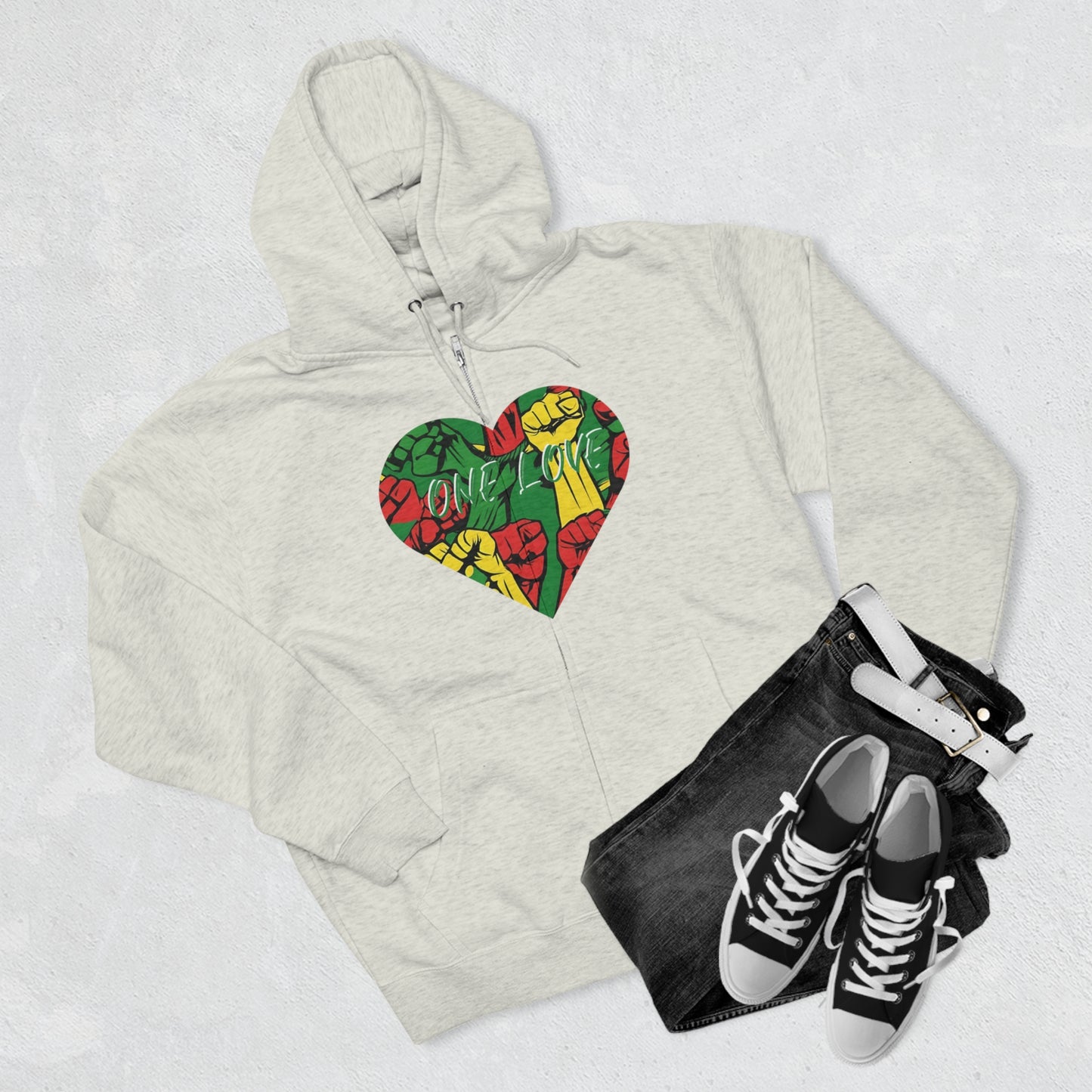 ONE LOVE HEART ZIP UP HOODIE GIFT