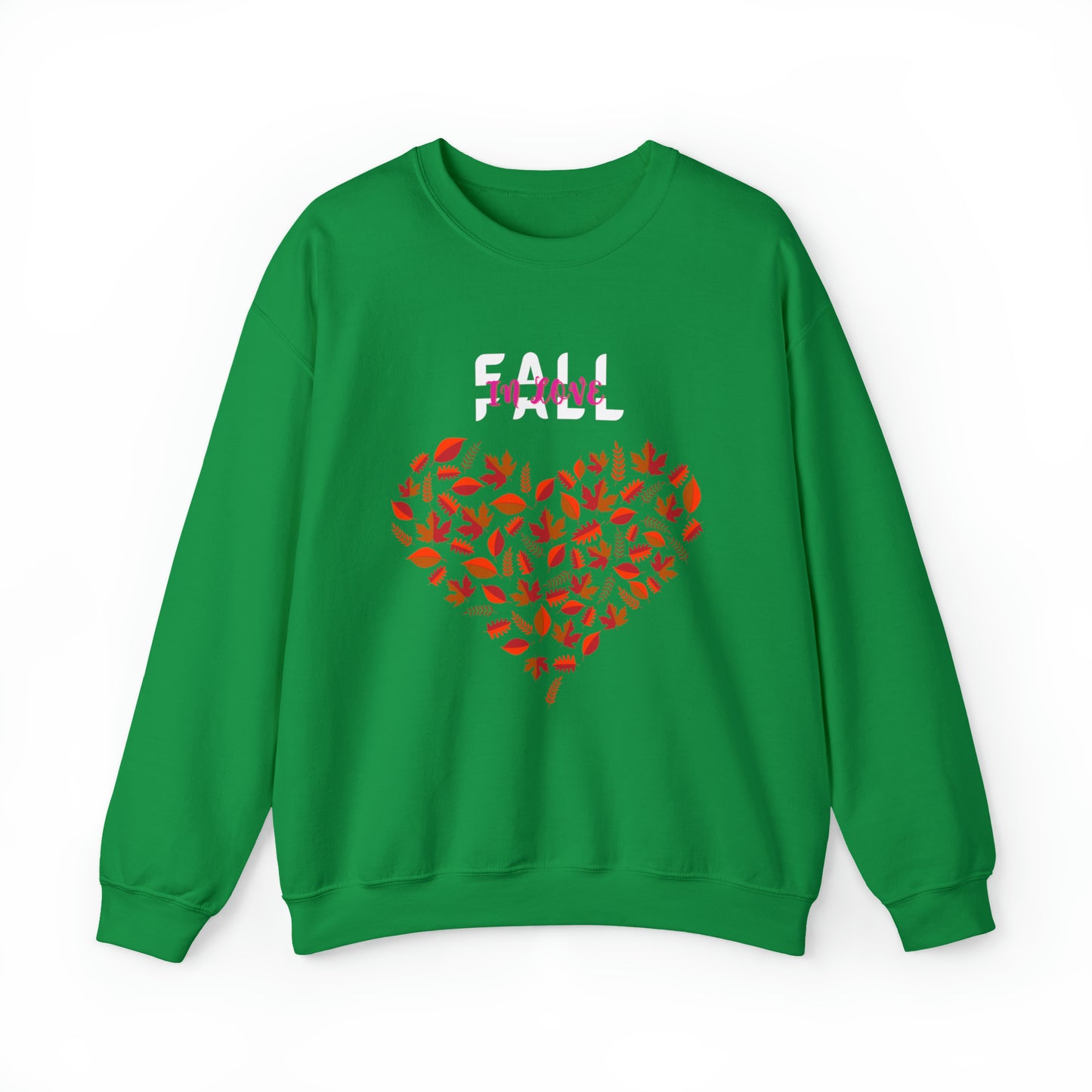 FALL IN LOVE UNISEX LEAFFY HEART FALL SWEATSHIRT GIFT