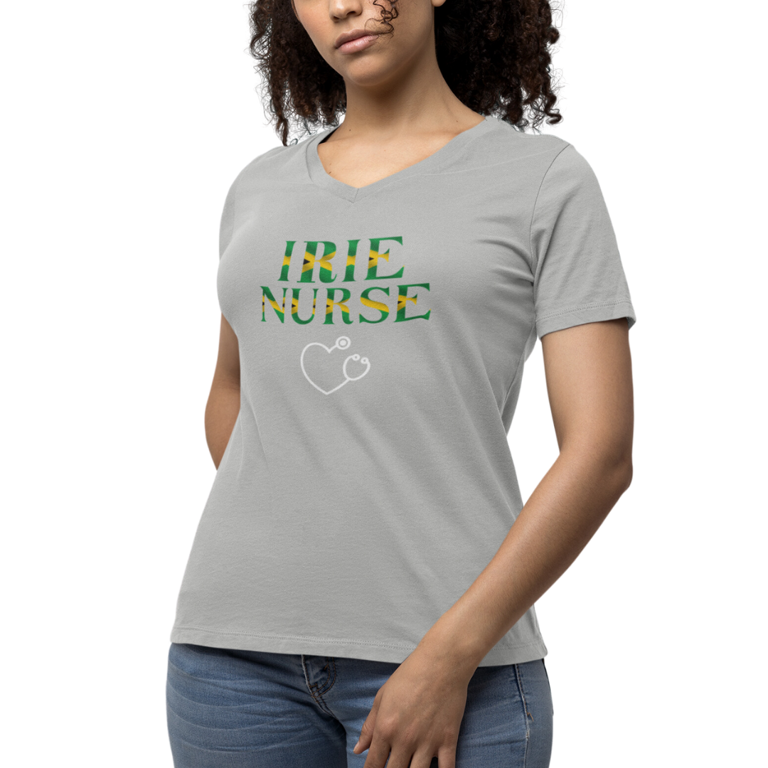 IRIE NURSE JAMAICAN THEME V NECK T SHIRT GIFT