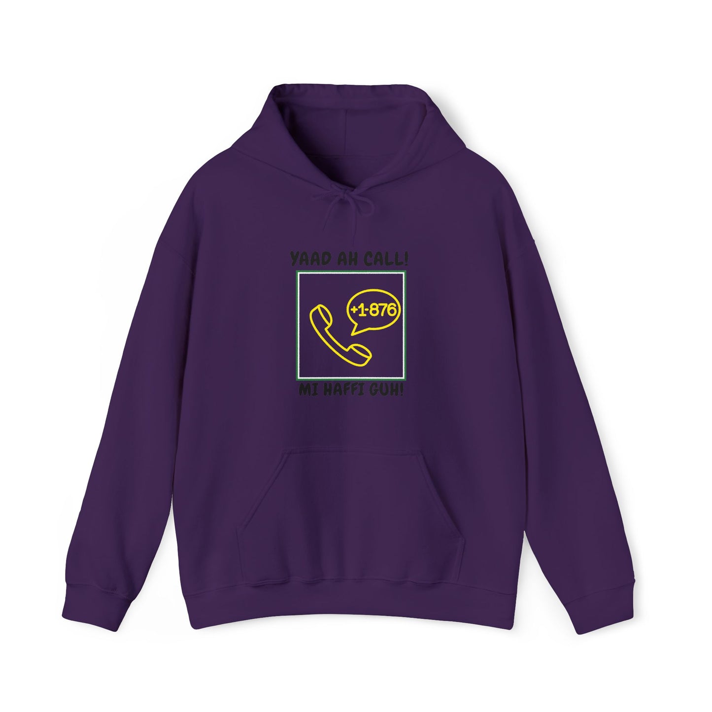 Jamaican  Area Code Hoodie – “Yaad Ah Call! Mi Haffi Guh!” Graphic Pullover