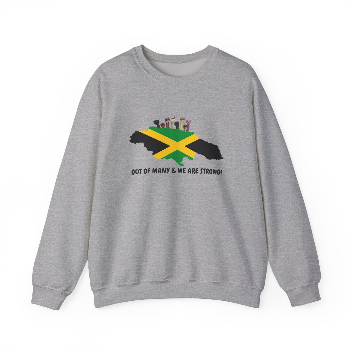 Jamaican Unity Crewneck Sweatshirt — "Out of Many, We Are Strong"