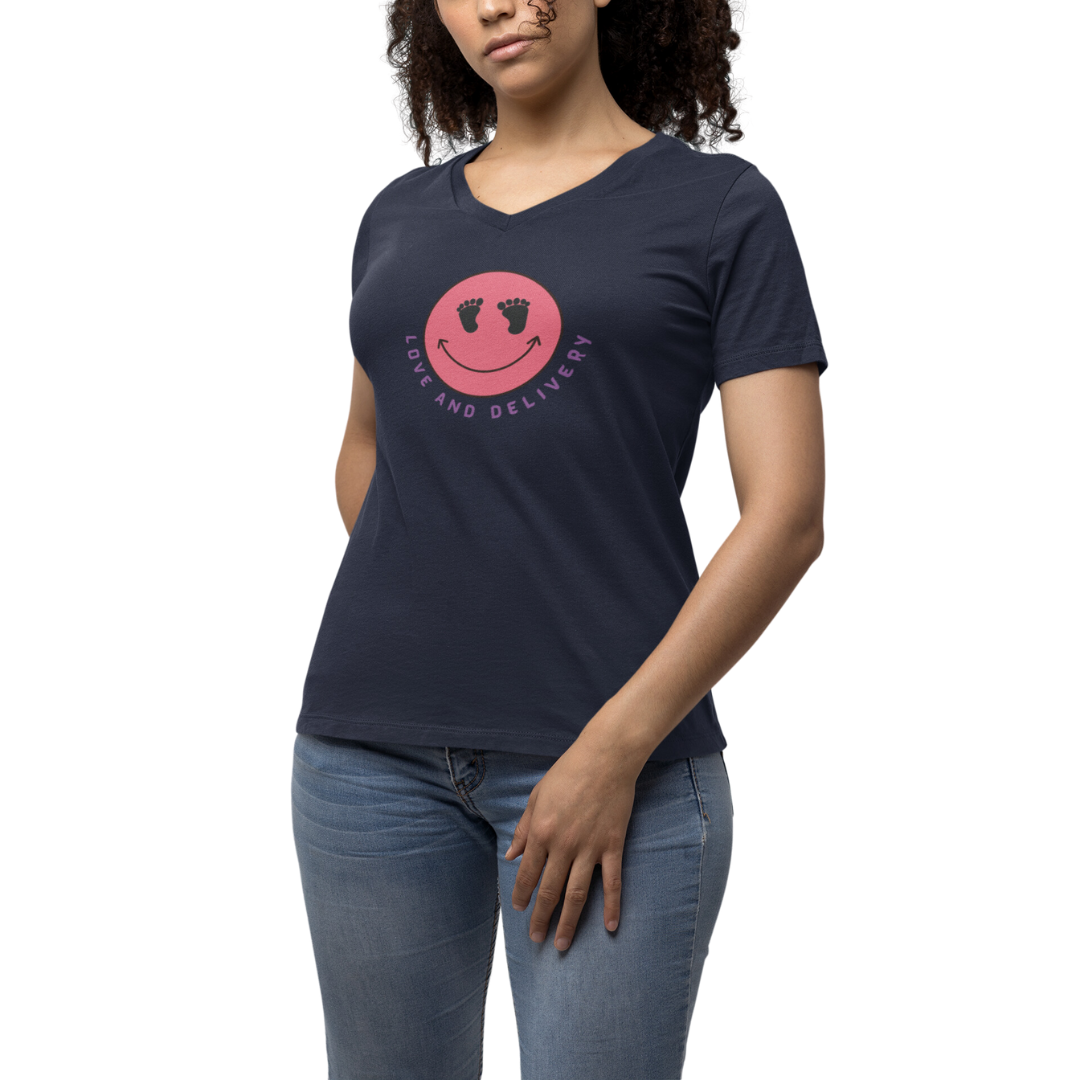 LABOR AND DELIVERY THEMED V NECK T SHIRT GIFT FOR L AND D NURSES