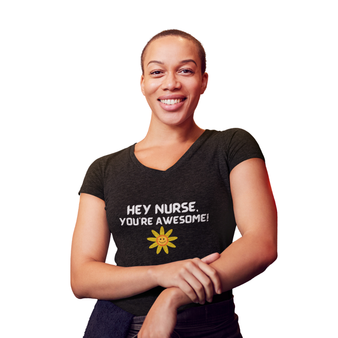 AWESOME NURSE UNISEX V NECK  TEE SHIRT GIFT