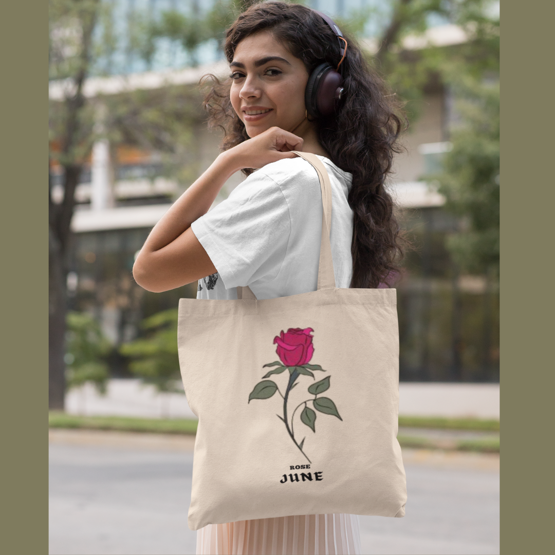 JUNE BIRTH MONTH FLOWER TOTE GIFT (ROSE)