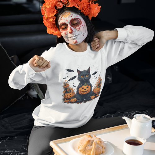 BLACK CAT HALLOWEEN SWEATSHIRT GIFT