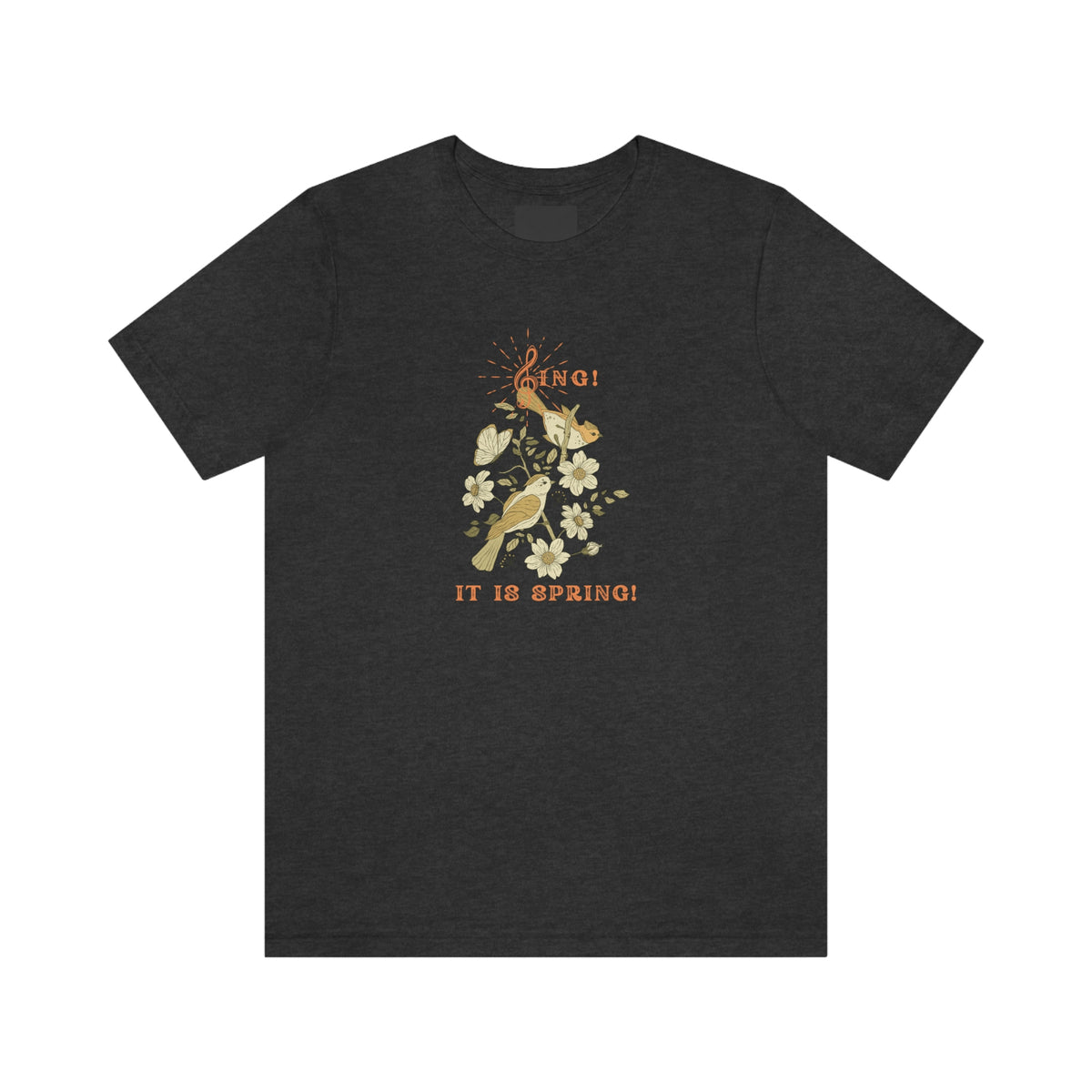 SING THIS SPRING UNISEX  CREW NECK SHORT SLEEVE  T SHIRT GIFT WITH ORANGE FONT