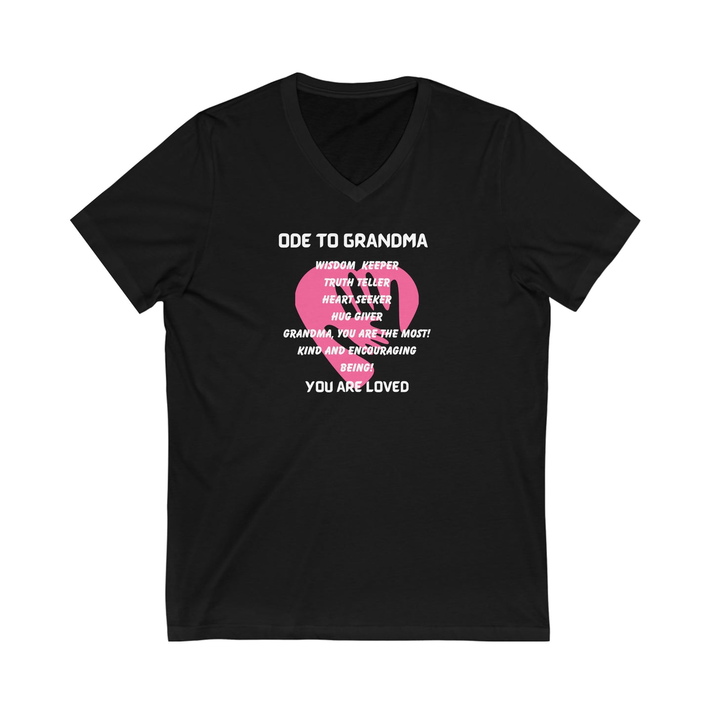 ODE TO GRANDMA V NECK T SHIRT GIFT FOR GRANNY (WHITE FONT)