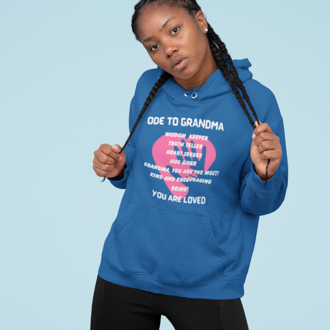 ODE TO GRANDMA HOODED SWEATSHIRT GIFT FOR GRAN (WHITE FONT)