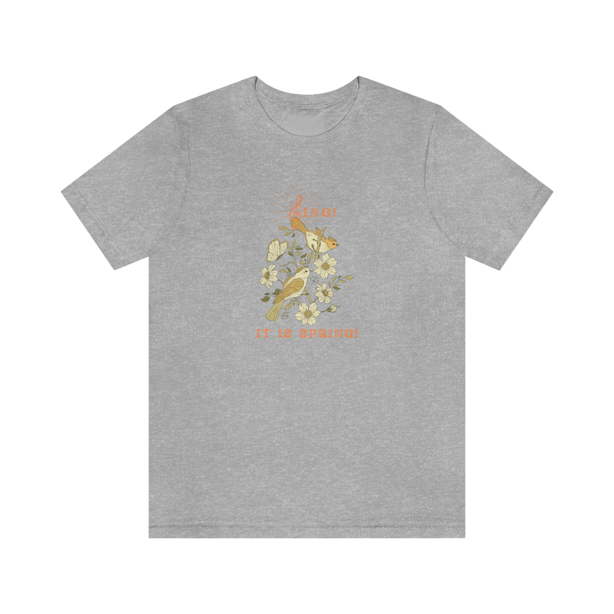 SING THIS SPRING UNISEX  CREW NECK SHORT SLEEVE  T SHIRT GIFT WITH ORANGE FONT