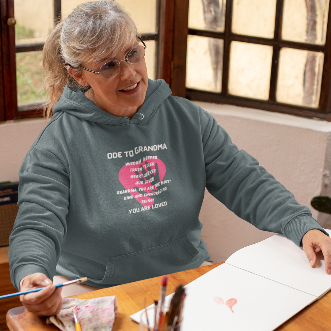 ODE TO GRANDMA HOODED SWEATSHIRT GIFT FOR GRAN (WHITE FONT)