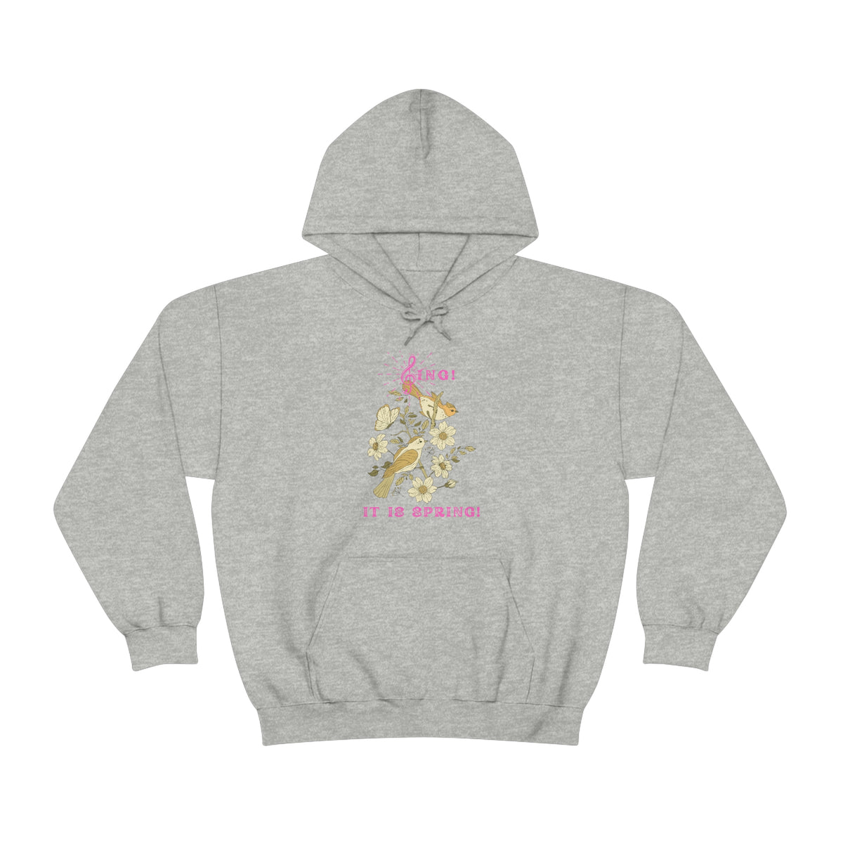 SING IT IS SPRING UNISEX HOODIE GIFT WITH PINK FONT