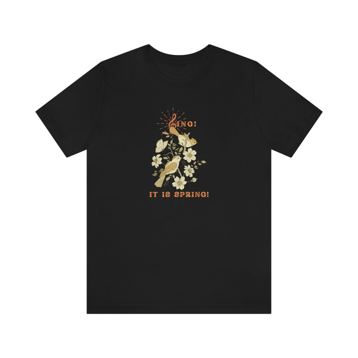 SING THIS SPRING UNISEX  CREW NECK SHORT SLEEVE  T SHIRT GIFT WITH ORANGE FONT