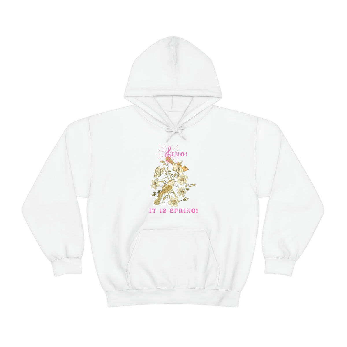 SING IT IS SPRING UNISEX HOODIE GIFT WITH PINK FONT