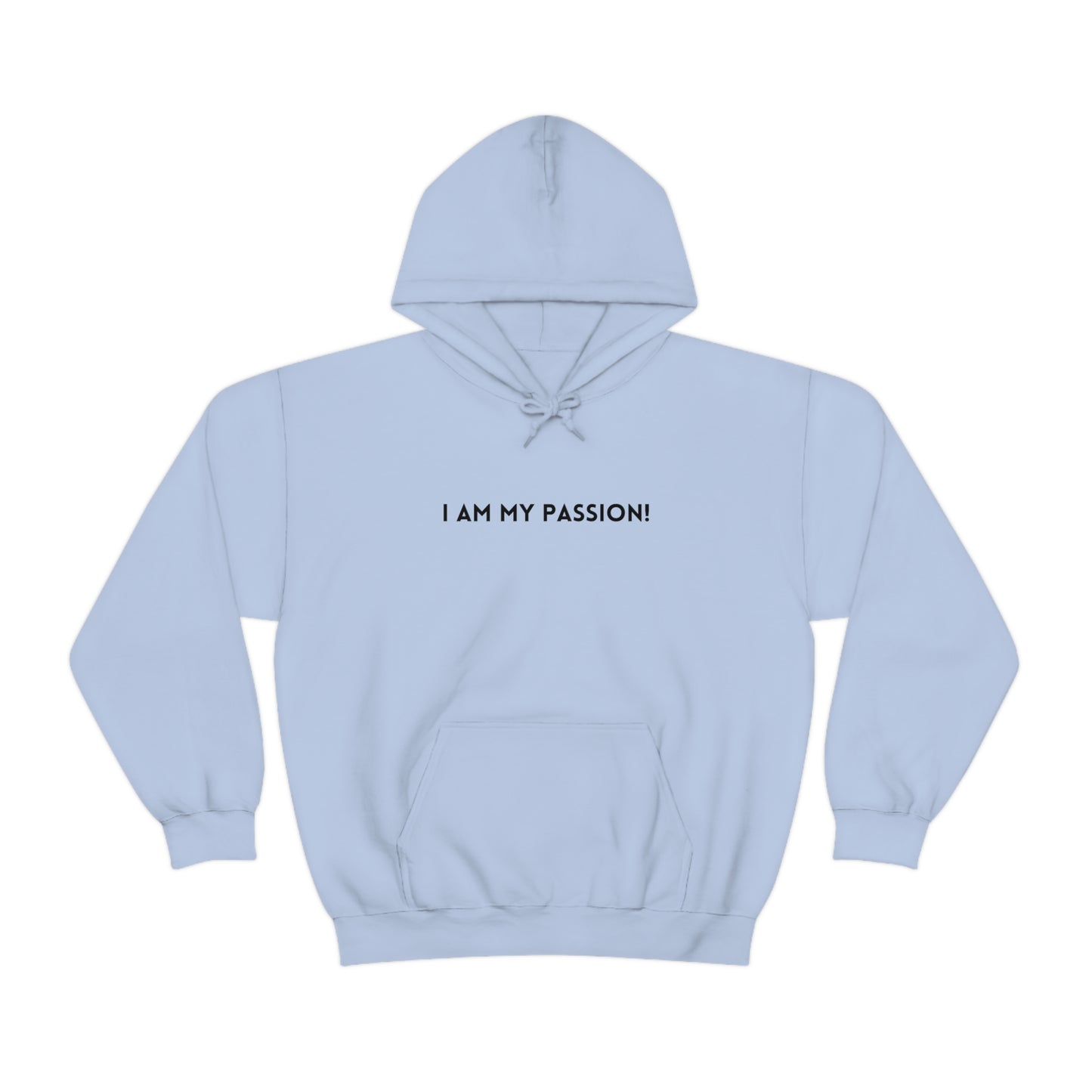 I am my passion unisex hooded sweatshirt gift,  inspirational words hoodie gift, hoodie gift for friends or family( Black Font)