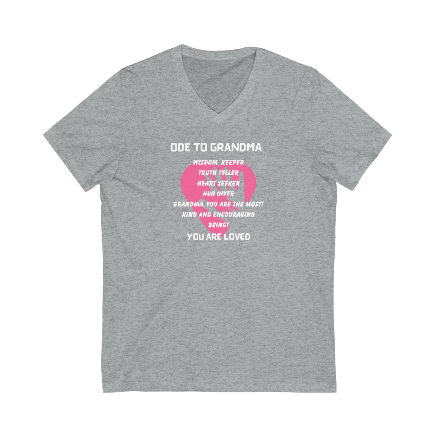 ODE TO GRANDMA V NECK T SHIRT GIFT FOR GRANNY (WHITE FONT)