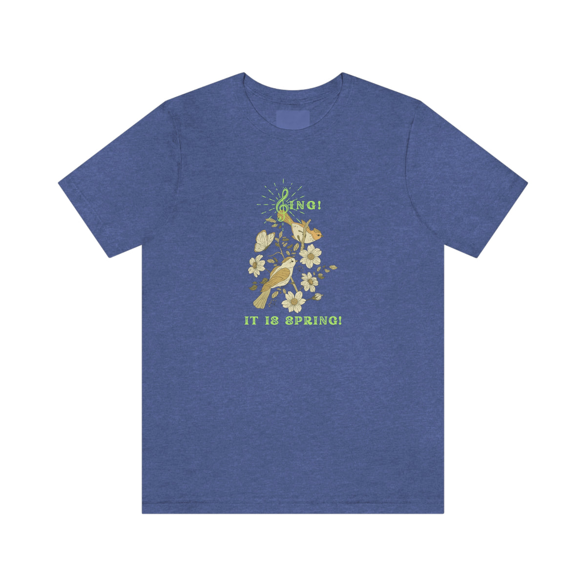SING IT IS SPRING UNISEX CREW NECK TEE SHIRT WITH GREEN FONT