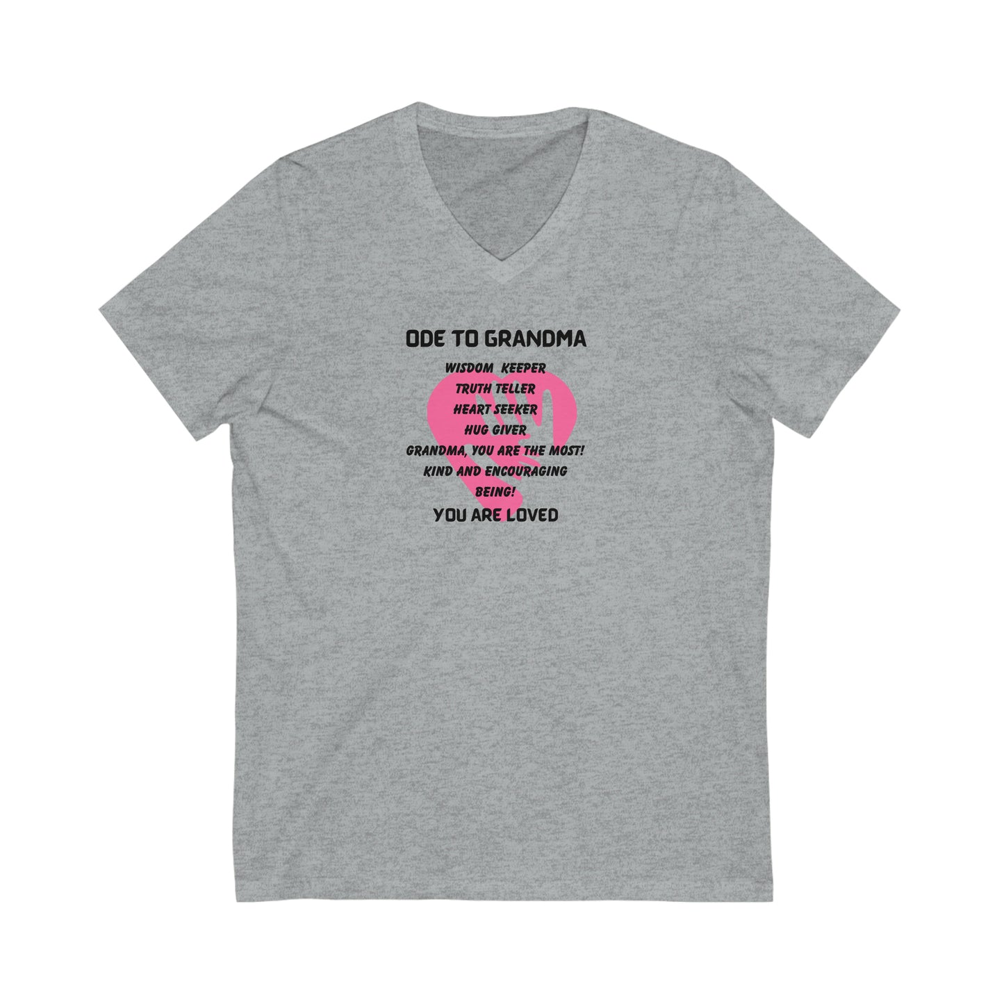 ODE TO GRANDMA V NECK T SHIRT  GIFT FOR GRADMOTHERS (BLACK FONT)