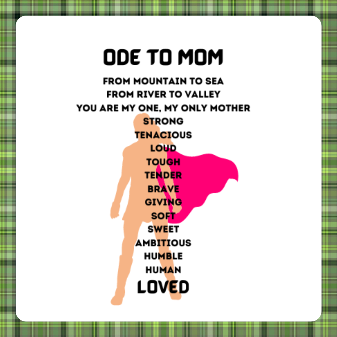 ODE TO MOM V NECK T SHIRT GIFT CELEBRATING MOM (BLACK FONT)