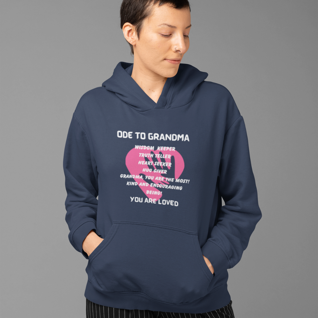 ODE TO GRANDMA HOODED SWEATSHIRT GIFT FOR GRAN (WHITE FONT)