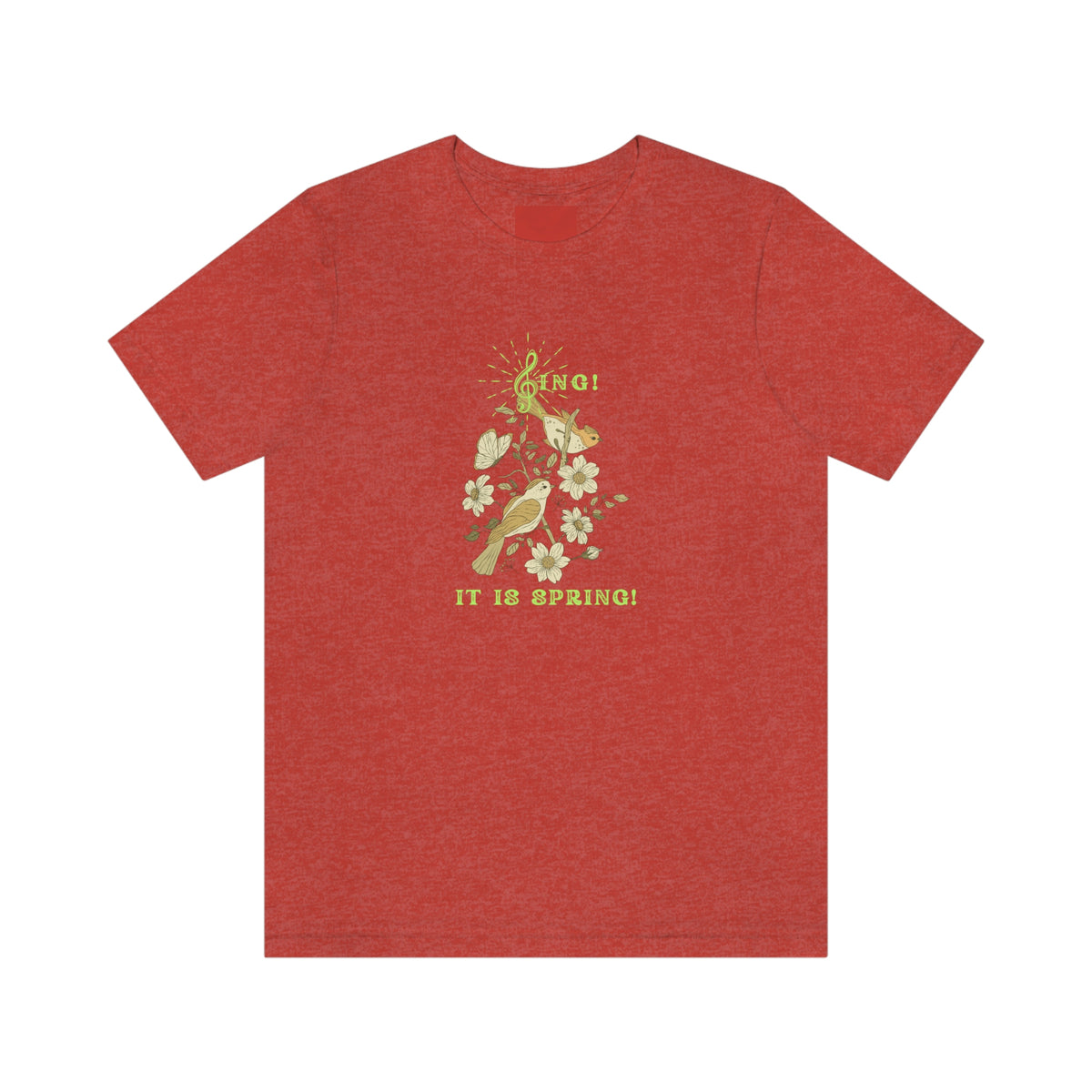 SING IT IS SPRING UNISEX CREW NECK TEE SHIRT WITH GREEN FONT