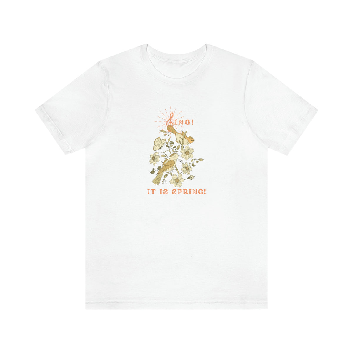 SING THIS SPRING UNISEX  CREW NECK SHORT SLEEVE  T SHIRT GIFT WITH ORANGE FONT