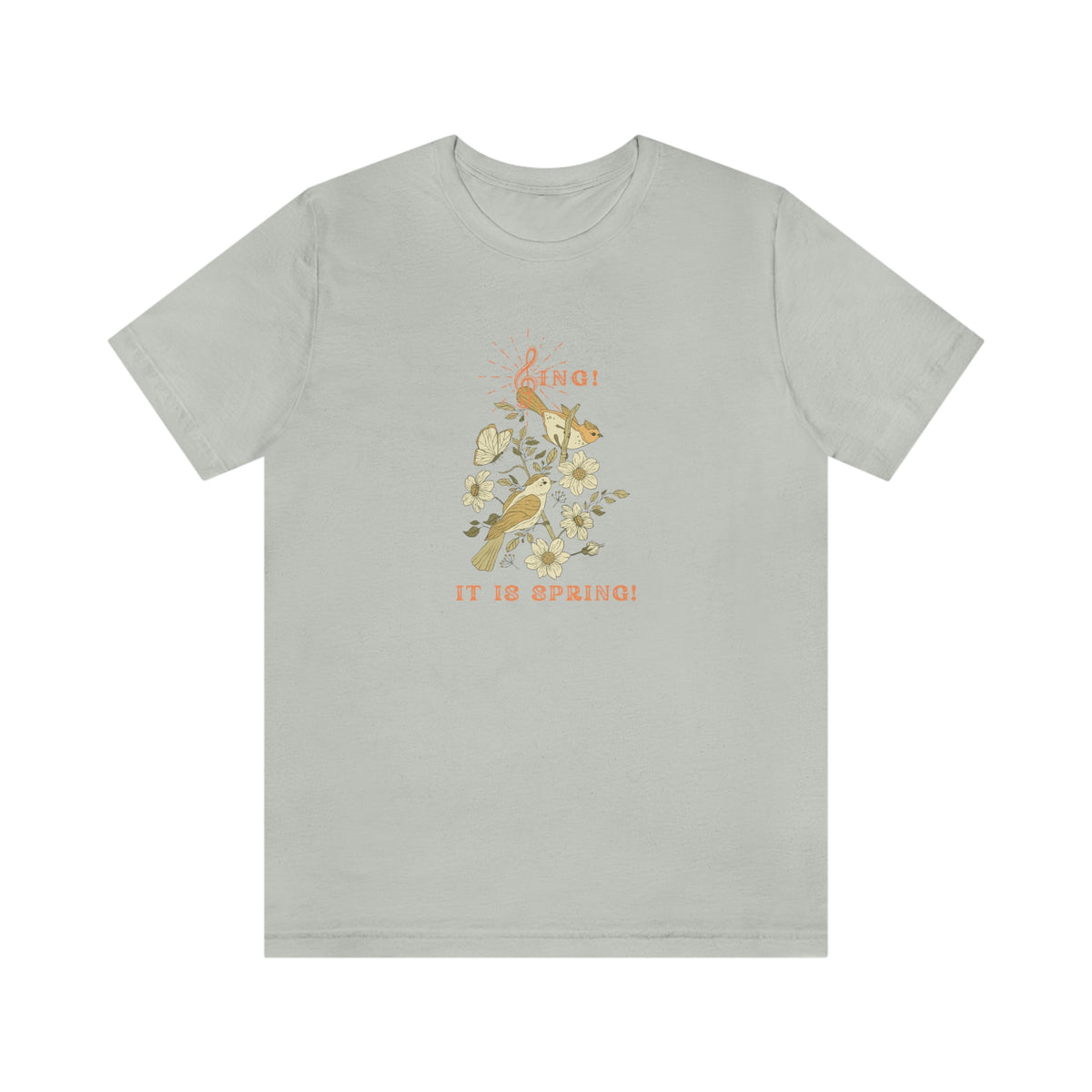 SING THIS SPRING UNISEX  CREW NECK SHORT SLEEVE  T SHIRT GIFT WITH ORANGE FONT