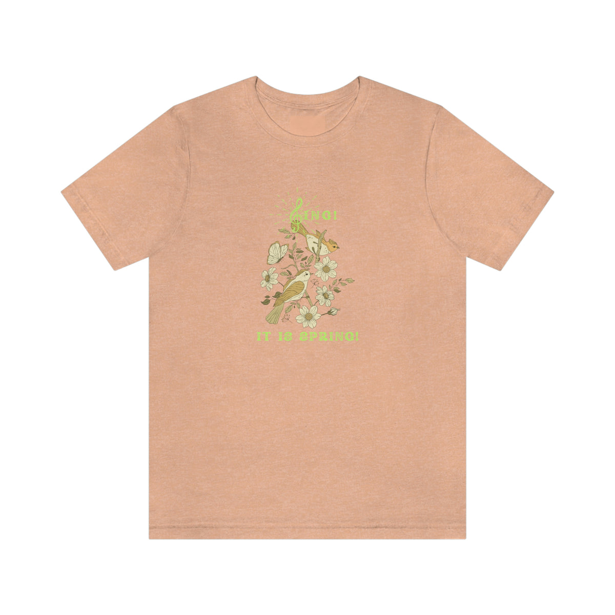 SING IT IS SPRING UNISEX CREW NECK TEE SHIRT WITH GREEN FONT