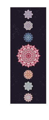 OPTION 7  MANDALAS ON BLACK BACKGROUND COLORFUL PRINT FOLDABLE NON SLIP YOGA MATS